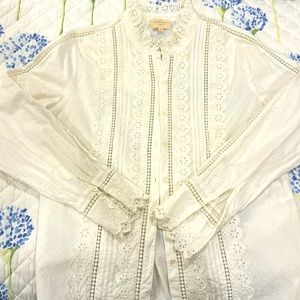 Sezane white eyelet shirt